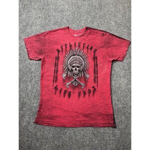 Mens Affliction Live Fast American Customs Red Skull Graphic Tee, Size L